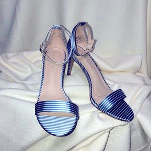 Kelly & Katie Searsucker Blue Strappy Heels (7.5)